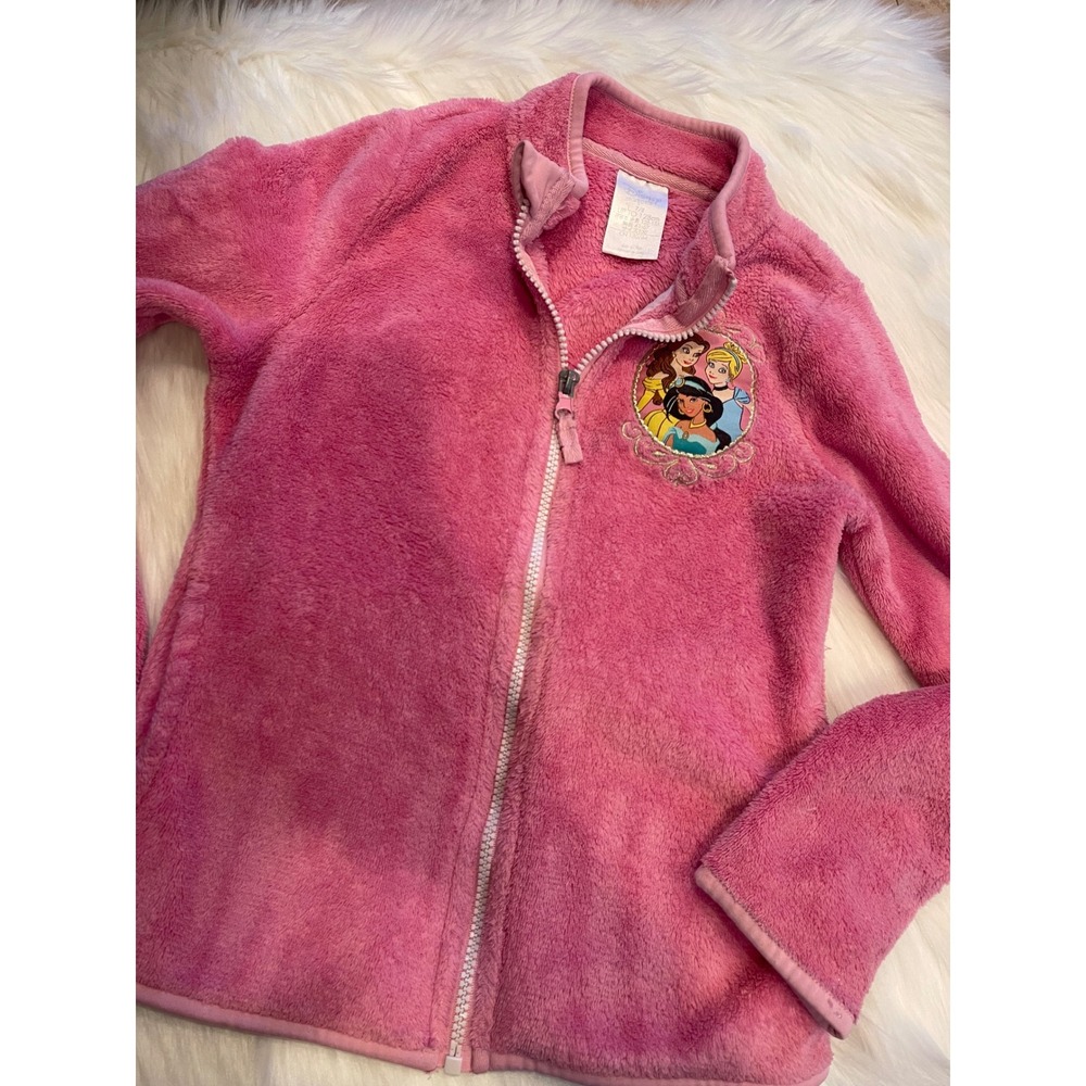 Disney Store Princess Pink Fleece Jacket Sweater Size  7/8 Used